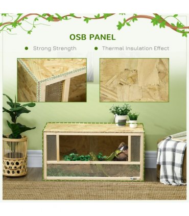 PawHut 80cm Reptile Terrarium Vivarium w/ Glass Sliding Doors, Breathable Mesh