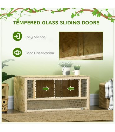 PawHut 80cm Reptile Terrarium Vivarium w/ Glass Sliding Doors, Breathable Mesh