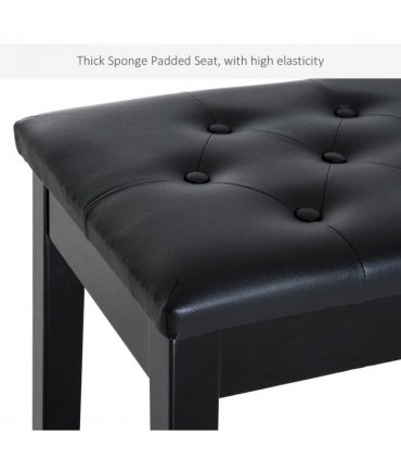 Classic Digital Keyboard Piano Bench Makeup Padded Seat Stool Solid Wood Black