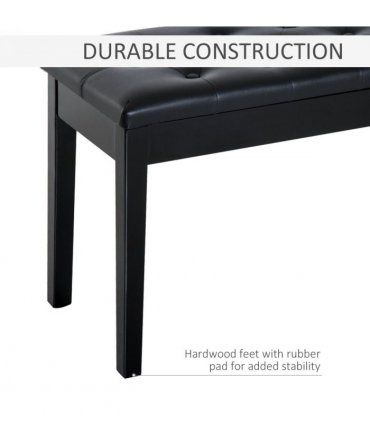 Classic Digital Keyboard Piano Bench Makeup Padded Seat Stool Solid Wood Black