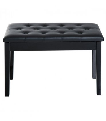 Classic Digital Keyboard Piano Bench Makeup Padded Seat Stool Solid Wood Black
