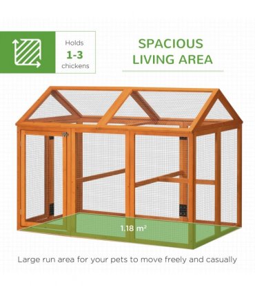 PawHut Chicken Run, Wooden Chicken Coop w/ Combinable Design - Orange