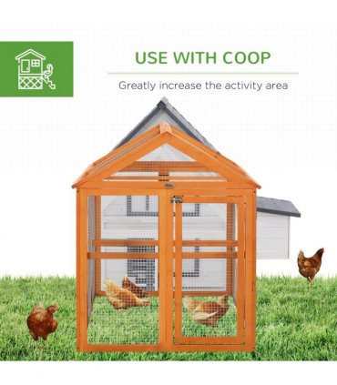PawHut Chicken Run, Wooden Chicken Coop w/ Combinable Design - Orange