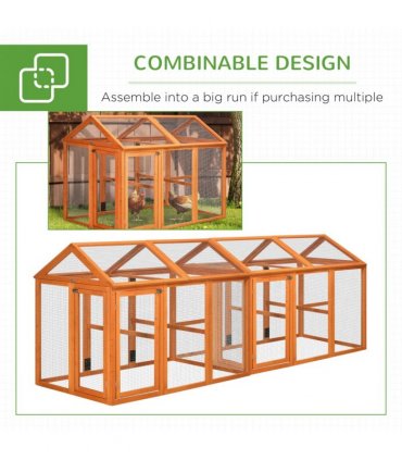PawHut Chicken Run, Wooden Chicken Coop w/ Combinable Design - Orange