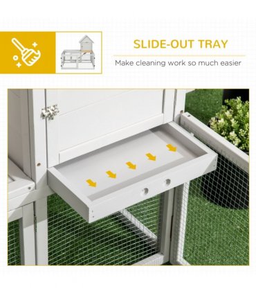 PawHut Rabbit Hutch Guinea Pig Cage w/ Slide-Out Tray, Fenced Area