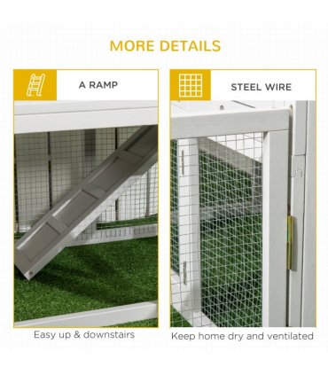 PawHut Rabbit Hutch Guinea Pig Cage w/ Slide-Out Tray, Fenced Area