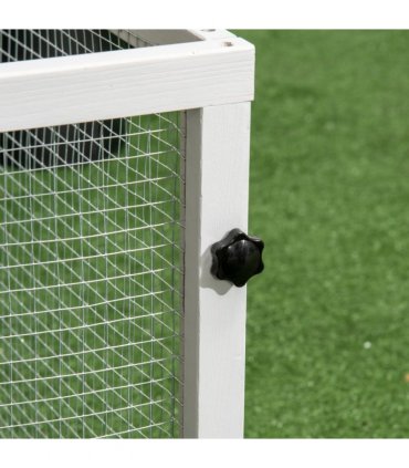 PawHut Rabbit Hutch Guinea Pig Cage w/ Slide-Out Tray, Fenced Area
