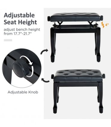 Classic Digital Keyboard Piano Bench Padded Seat Stool Solid Wooden