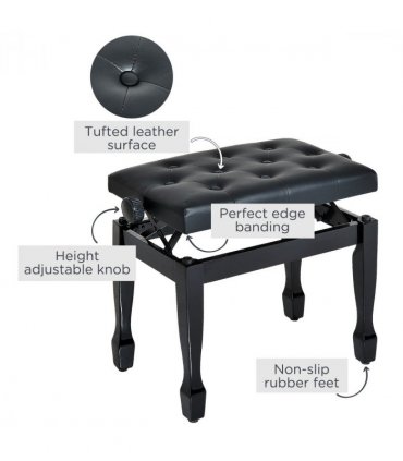 Classic Digital Keyboard Piano Bench Padded Seat Stool Solid Wooden