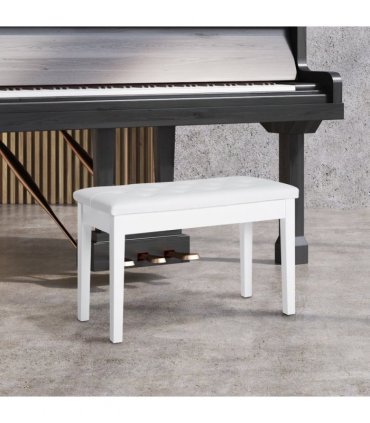 Piano Bench Makeup Padded Seat Stool Solid Wood White 76L x 36W x 50H (cm)
