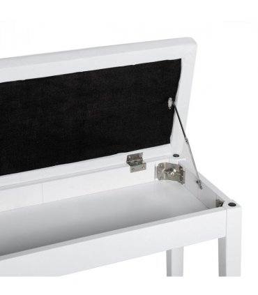 Piano Bench Makeup Padded Seat Stool Solid Wood White 76L x 36W x 50H (cm)
