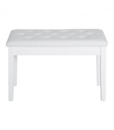 Piano Bench Makeup Padded Seat Stool Solid Wood White 76L x 36W x 50H (cm)