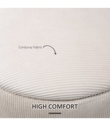 HOMCOM Modern Fabric Storage Ottoman with Removable Lid, Set of 2, Cream White