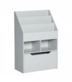 Kids Bookshelf, Toy Box w/ Storage Drawer, Wheels, for Bedroom - Grey