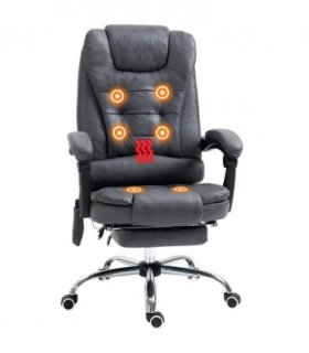 Vintage High Back Heated Massage Office Chair w/ 6 Vibration Points, Dark Grey