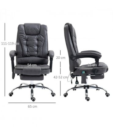 Vintage High Back Heated Massage Office Chair w/ 6 Vibration Points, Dark Grey