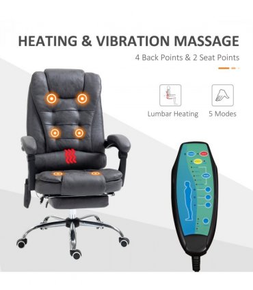 Vintage High Back Heated Massage Office Chair w/ 6 Vibration Points, Dark Grey