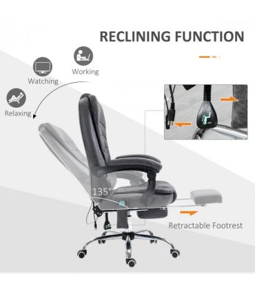 Vintage High Back Heated Massage Office Chair w/ 6 Vibration Points, Dark Grey
