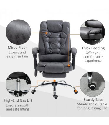 Vintage High Back Heated Massage Office Chair w/ 6 Vibration Points, Dark Grey
