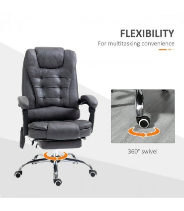 Vintage High Back Heated Massage Office Chair w/ 6 Vibration Points, Dark Grey