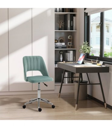 Swivel Office Chair Velvet Fabric Scallop Shape Computer Desk Chair Green