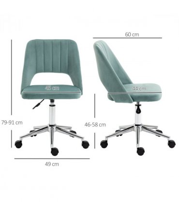Swivel Office Chair Velvet Fabric Scallop Shape Computer Desk Chair Green