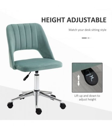 Swivel Office Chair Velvet Fabric Scallop Shape Computer Desk Chair Green