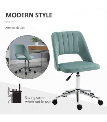 Swivel Office Chair Velvet Fabric Scallop Shape Computer Desk Chair Green