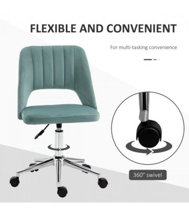 Swivel Office Chair Velvet Fabric Scallop Shape Computer Desk Chair Green