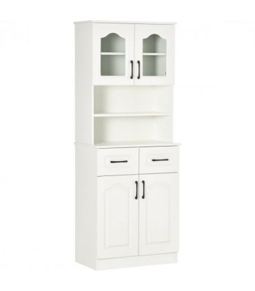 168cm Kitchen Cupboard Storage Cabinet w/ Shelves & Drawers,Open Counter White
