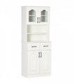 168cm Kitchen Cupboard Storage Cabinet w/ Shelves & Drawers,Open Counter White