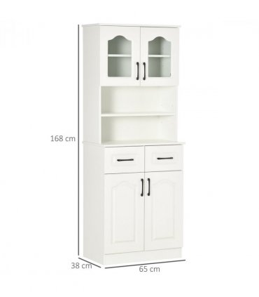 168cm Kitchen Cupboard Storage Cabinet w/ Shelves & Drawers,Open Counter White
