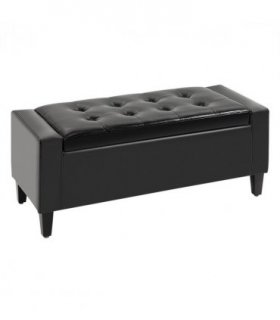 Deluxe PU Leather Storage Ottoman Bench Footrest Stool Large Storage Space