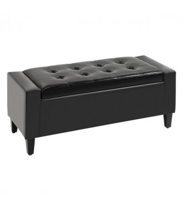 Deluxe PU Leather Storage Ottoman Bench Footrest Stool Large Storage Space