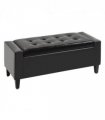 Deluxe PU Leather Storage Ottoman Bench Footrest Stool Large Storage Space