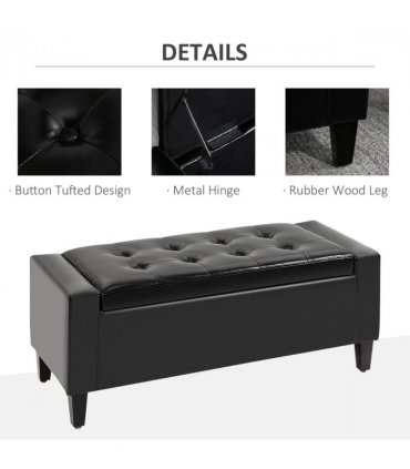 Deluxe PU Leather Storage Ottoman Bench Footrest Stool Large Storage Space