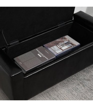 Deluxe PU Leather Storage Ottoman Bench Footrest Stool Large Storage Space