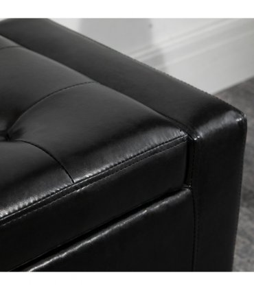Deluxe PU Leather Storage Ottoman Bench Footrest Stool Large Storage Space