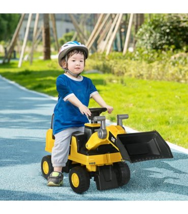 HOMCOM CAT Licensed Kids Construction Ride-On w/ Manual Shovel, for 1-3 Years
