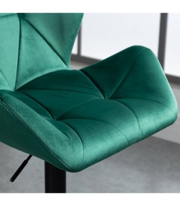 Set Of 2 Luxurious Velvet-Touch Bar Stools w/ Metal Frame Footrest Base Green