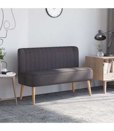 Modern Double Seat Sofa Loveseat Couch Padded Linen Wood Legs, Dark Grey