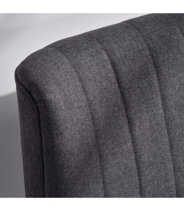 Modern Double Seat Sofa Loveseat Couch Padded Linen Wood Legs, Dark Grey