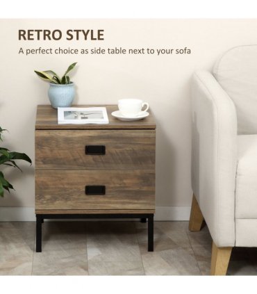 End Table Metal Frame Bed Side Table Storage Drawer Bedroom Living Room Coffee