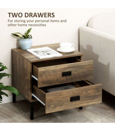 End Table Metal Frame Bed Side Table Storage Drawer Bedroom Living Room Coffee