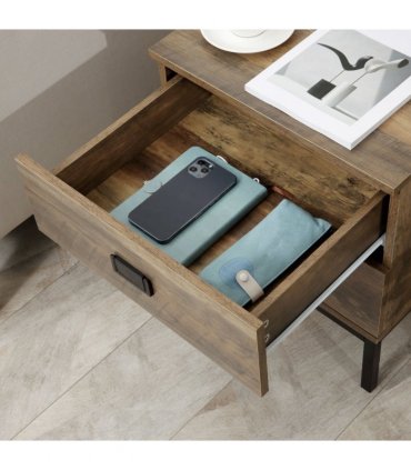 End Table Metal Frame Bed Side Table Storage Drawer Bedroom Living Room Coffee