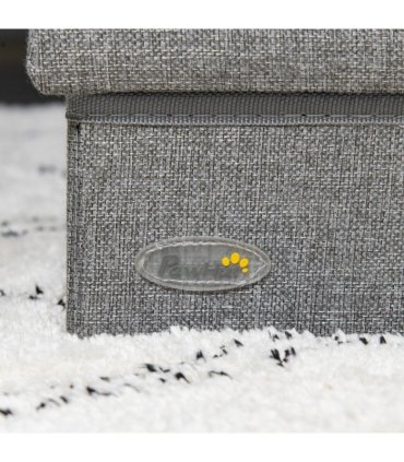 PawHut 3 Step Dog Steps with Storage Boxes, Cat Stairs for Bed Sofa, Light Grey