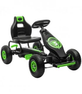 Pedal Go Kart Green Adjustable Seat Rubber Wheels Brake 61H x 121L x 58W cm