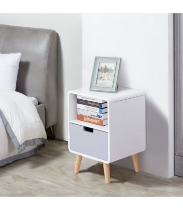 Scandinavian Nordic Style Bedside Table End Nightstand Lamp Desk With Drawer