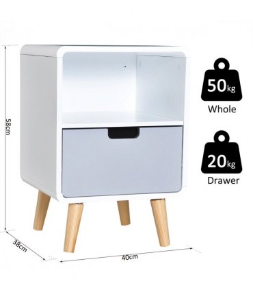 Scandinavian Nordic Style Bedside Table End Nightstand Lamp Desk With Drawer