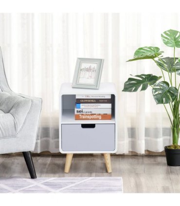 Scandinavian Nordic Style Bedside Table End Nightstand Lamp Desk With Drawer